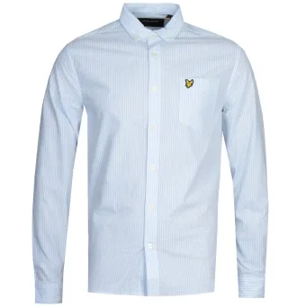 Lyle & Scott Seersucker Pool Blau Langarmhemd