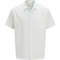 Jack & Jones Kurzarmhemd Kubisches Muster, Kurzarm, Button-down, Brusttasche JPRCCEASTON SEERSUCKER S/S SHIRT LN