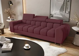 Sofa Designersofa BASTIEN 3-Sitzer in Stoff Gemma Bordeaux