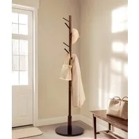 Yorbay Garderobenständer aus Buche Massivholz, Kleiderständer Baumform mit 9 Haken, 38 x 179 cm, Verstellbar Garderobenständer für Jacken, Hüte, Taschen, Braun