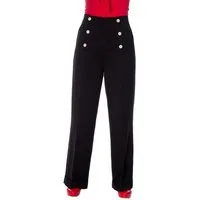 Banned Marlene-Hose Retro Adventures Ahead Schwarz Vintage Trousers 40er Jahre Stil