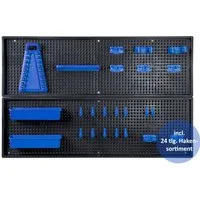 Kreher Lochwand Blaue Werkzeuglochwand aus Kunststoff mit 24 teiligem Hakenset, (1-tlg)