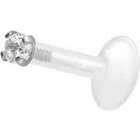 PIERCINGLINE Piercing-Set PTFE Labret mit Innengewinde + Titan-Aufsatz EINGEFASSTER KRISTALL (Labrets, 1-tlg)