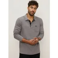 Bruno Banani Langarm-Poloshirt mit Polokragen, melierte Optik