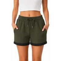 Smith & Solo Sweatshorts Kurze Hose Damen Shorts (1-tlg) Basic, Lycra, umschlagene Beinsaum