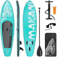 ECD Germany SUP-Board Stand Up Paddle Board aus PVC Paddelboard Paddling Board, Stand-Up Paddle-Board, SUP Board 320x80x15 cm 120 kg Traglast rutschfest türkis inkl Zubehör