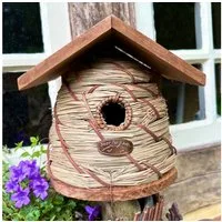 Antikas Futterstation Nistkasten aus Holz, Stroh, Bienenkorb, Vogel-Nisthilfe