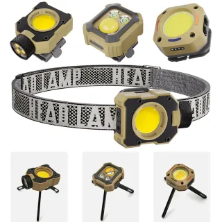 Bikight Multifunctional COB Headlamp Magnetic Adjustable 90° Degree Type-C Rechargeable Red Light for Outdoor Camping Em