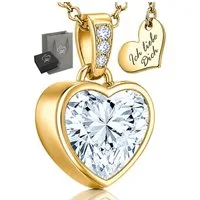 Limana Herzkette Damen Schmuck echt 925 Silber zeitloser Herz Anhänger mit Zirkonia (Geschenk für Freundin Frau Mama inkl. Dose Tasche), Geburtstag Weihnachten Jahrestag Hochzeitstag Valentinstag