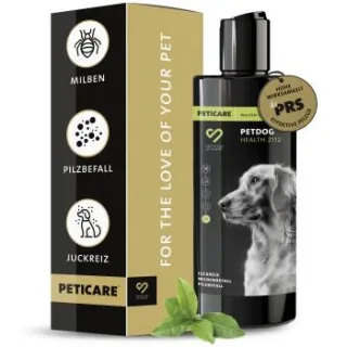 Peticare Anti-Parasiten Welpen-Shampoo gegen Milben Flöhe Pilz, lindert Juckreiz
