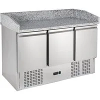 GastroHero Dönergrill Kühlschrank Pizzakühltisch 140 cm Granit 3 Türen Edelstahl, 330 W