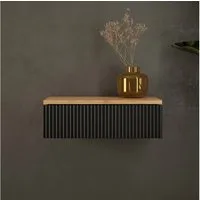 Planetmöbel Konsolentisch AMYRA (Wandmontage, 50 x 16 x 35 cm, 1-St., Gold Eiche - Schwarz), Wand-Konsole für Garderobe, Flur und Schminktisch