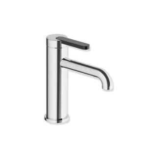 Hewi AQ477 Einhebel-Waschtischarmatur AQ1.12M1134090 Ausladung 130 mm, ohne Ablaufgarnitur, farbiger Griff, chrom / tiefschwarz