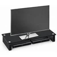 HOOZ TV-Board TV-Tisch/Bildschirmerhöhung TV-Aufsatz Monitorerhöhung Schwarz 82cm (Einzelartikel, 1x TV-Board inkl. Montageanleitung), TV-Board aus ESG-Sicherheitsglas mit moderner Klarglas-Optik