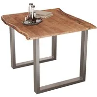 Liadomo Baumkantentisch Hugo, Baumkantentisch, Esstisch, Massivholztisch, Esszimmertisch, mit Esstischplatte aus Akazie und Metallgestell in U-Form