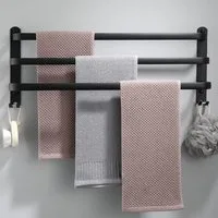 LuxusKollektion Handtuchregal Handtuchhalter Aluminium Wandmontage 3stöckig Haken 80cm