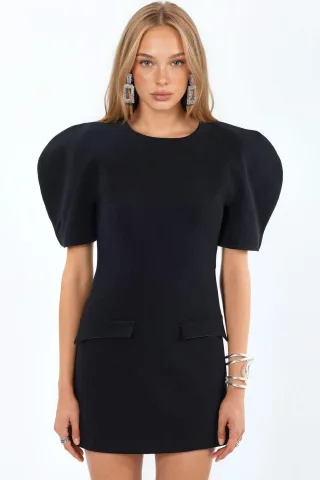Mini-Crepé-Kleid mit Tasche und Reißverschluss