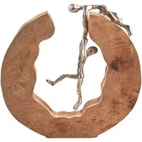 Kobolo Dekoobjekt Dekofigur Holzdeko Holzfigur TRUST, Holz und Metall Skulpur Wohndeko (Stück, 1 St., Stück), 29x7x29 cm