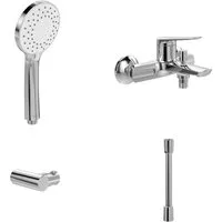 Villeroy & Boch Wannenarmatur Oasis Badewannenarmaturen-Set Armatur, Handbrause, Handbrauseschlauch & Handbrausehalter, Chrom