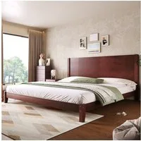 Flieks Holzbett, Doppelbett Jugendbett 180x200cm mit Kopfteil und Lattenrost, Braun