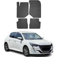 OMAC Auto-Fußmatten für Peugeot 208 2019-2025 Gummimatten Schwarz (4 St), für Peugeot 208 2019-2025 Peugeot 208 2019-2025, Antirutsch,Wasserfest,Einfache Installation