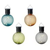 Lumineo LED Solarleuchte, Dauerlicht, warmweiß, Solar Gartenleuchte LED Kugel Glühbirne 8x11cm Kunststoff 4er Set