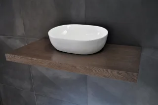 Neuesbad Waschtischplatte Konsole 60x50cm, Eiche Dunkel Echtholzfurnier NB1KPL60-ED