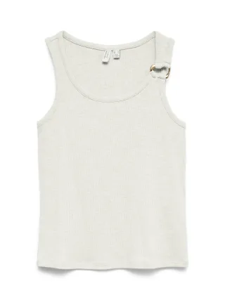 VERO MODA - VMKIKI S/L O-NECK TOP JRS BTQ Snow White - Gr. - XL