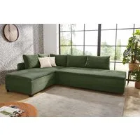 Jockenhöfer Gruppe Ecksofa Madrid L-Form, B: 306 cm, Liegefl. 180x200 cm, Dauerschläfer, mit Bettfuntkion, Bettkasten, Topper & Regal, Boxspringbettaufbau
