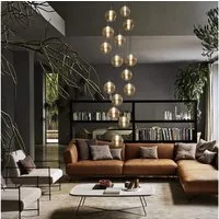 ZMH Pendelleuchte Esstisch Höheverstellbar Kronleuchter 15-Flammig Glas, LED wechselbar