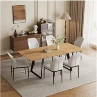Jiexi Essgruppe Tisch-und Stuhlset, Ausziehbarer Esstisch (130–170 cm) mit 4-6 Stühlen