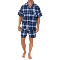Normann Pyjama Normann Herren Flanell kurzarm Schlafanzug Shorty – auch in Übergröße