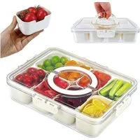 TUWENA Frischhaltedose Snackteller Mit 8 FäChern und Griff, Tragbar Snackboxen Organizer