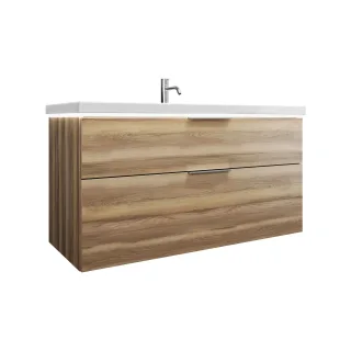 Burgbad Keramik Waschtisch-Set Eqio Frassino Dekor Cappuccino/Alpinweiss, SEZC123F3437C0001 SEZC123F3437C0001