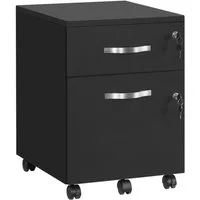 VASAGLE Aktenschrank Rollcontainer, abschließbar, mit 2 Schubladen, 5 Rollen verstellbare Hängestangen, für Hängeregistratur im A4/Letter-Format