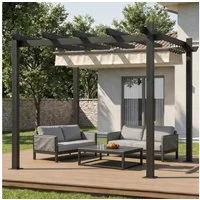 HOMALL Pavillon Pergola 3x3/3x4m Gartenpavillon Pavillon mit Aluminiumrahmen, (Terrassenüberdachung mit Magnetbefestigung für Garten), Manuell verstellbares Schiebedach