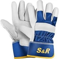 S&R Leder-Arbeitshandschuhe 4 Paar, Größe XXL/11, Bau- und Gartenhandschuhe flexibles Echtleder (Set, 8-St., 4 Paar XXL / 11) Schutz-Handschuh für Metall- und Forstarbeiten, Handwerk
