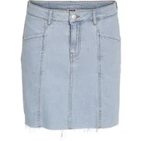 Noisy may Sommerrock Stylischer Denim mit Fransensaum und Five-Pocket-Design für Damen Baumwolle Normal Fit unifarben wärmend Reißverschluss