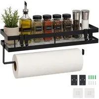 relaxdays Gewürzregal für die Wand ohne Bohren, 11-tlg., schwarz