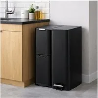 HTI-Living Mülleimer Mülleimer Edelstahl mit 3 Behältern Schwarz, 3 in 1