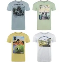 riverso T-Shirt Herren Printshirt RIVLukas 4er Pack Regular Fit (Vorteilspack, 4-tlg) Kurzarm Tee Shirt mit Rundhalsausschnitt aus 100% Baumwolle