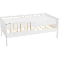 ML-DESIGN Kinderbett Bodenbett Juniorbett inkl. Lattenrost Einzelbett für Kinder Kinderbett, Junior-Bett mit Rausfallschutz & Matratze Bettrahmen aus MDF / Kiefer