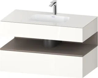 Duravit Qatego Einbauwaschtisch mit Konsolenwaschtischunterbau Weiß Hochglanz 1000x550x600 mm - QA47 QA4786043220010