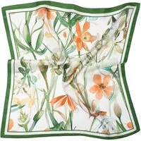 MayTree Seidentuch Seidentuch Twillseide quadratisch 53x53, Sommerblüten weiß, (Stück), 100% Seide