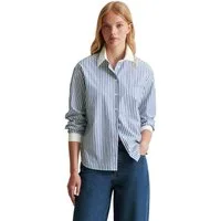 Marc O'Polo DENIM Langarmbluse gestreift, weißer Kragen und Manschette