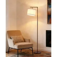 EDISHINE Stehlampe Wohnzimmer 160cm, Lampenschirm verstellbar, LED wechselbar, warmweiß, mit Lampenschirm aus Leinen