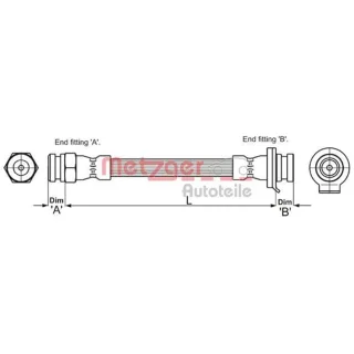 Metzger Bremsschlauch vorne Alfa Romeo Gtv Spider Fiat Coupe