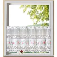 Weckbrodt Scheibengardine Rosen (1 St), Stangendurchzug, transparent, Jacquard, Bistro, Jacquard, floral, Bordüre, HxB 45x145cm, Gardine, Store