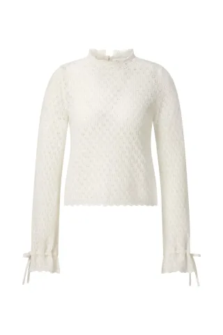 Rich & Royal - Mock NK Lace Stitch Jumper pearl white - Gr. - S