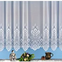 heimtexland Gardine Jacquard Store weiß Fensterdeko Blumen Fertigstore (1 St), Kräuselband, halbtransparent, Jacquard, Spitze gebogt I Kräuselband I Deko Vorhang durchscheinend